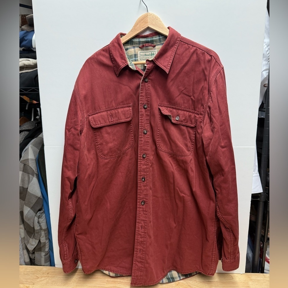 L.L. Bean Men's Red Casual Button Down Shirt